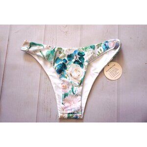 Pilot Active Womens White Floral Bikini Bottoms - Size M NWT